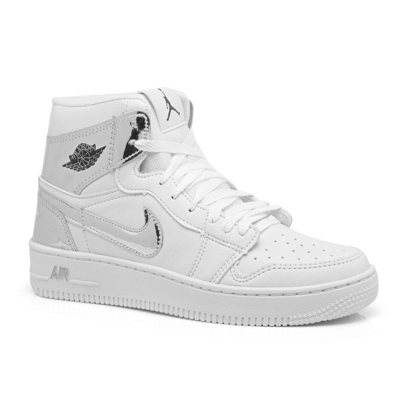 Tenis Bota Nike Air Jordan Branco Prata